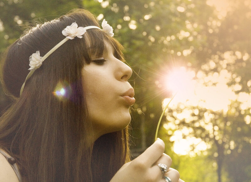 Woman with Flower Crown — Brown, Serene