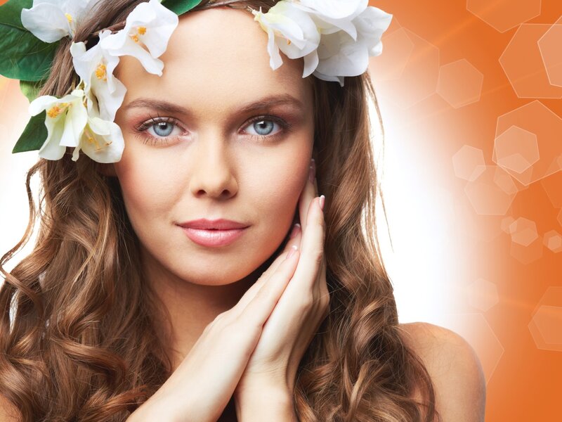 Woman with Flower Crown — Orange, Serene