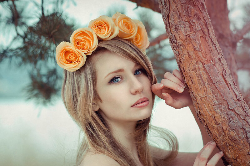 Woman with Flower Crown — Orange