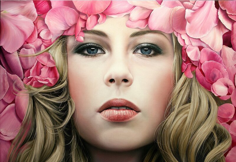 Woman with Flower Crown — Pink, Calm