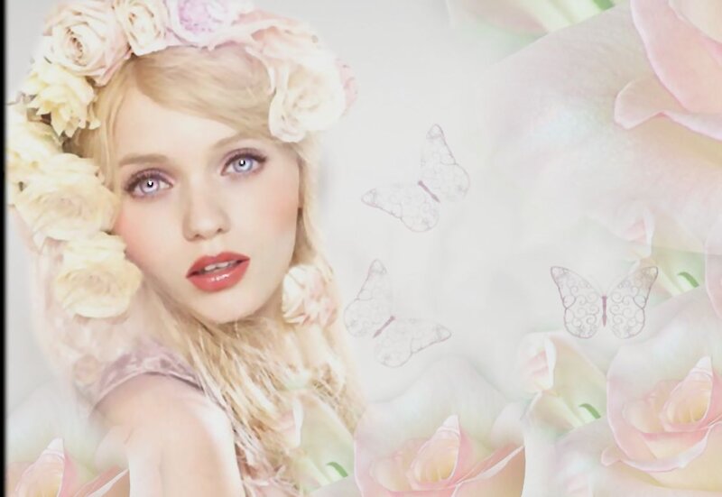 Woman with Flower Crown — Pink, Dreamy, Photograph, Flowers