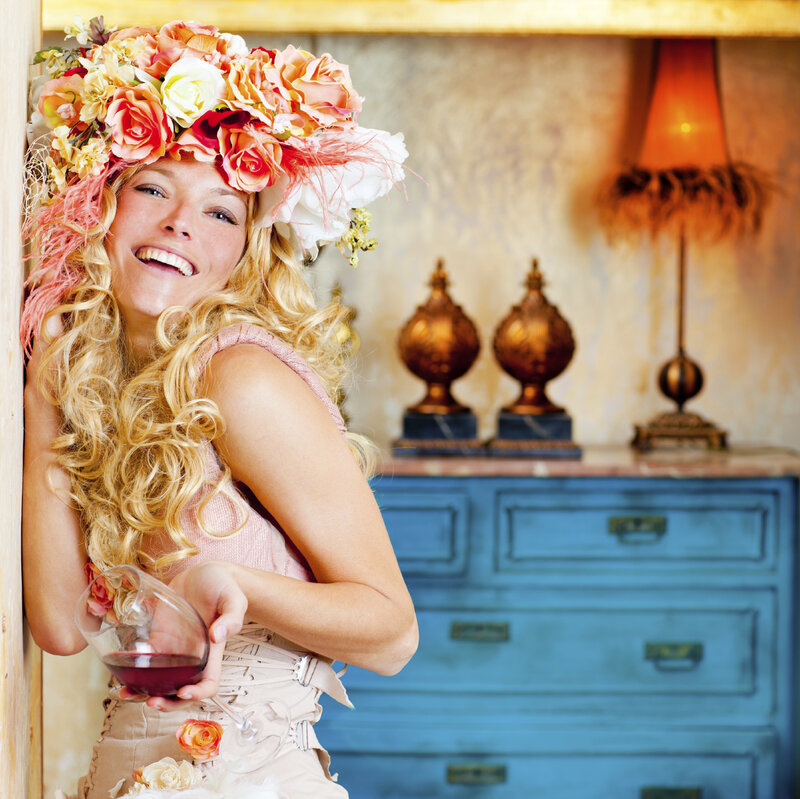 Woman with Flower Crown — Pink, Joyful