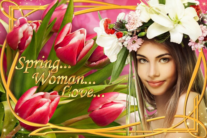 Woman with Flower Crown — Pink, Romantic