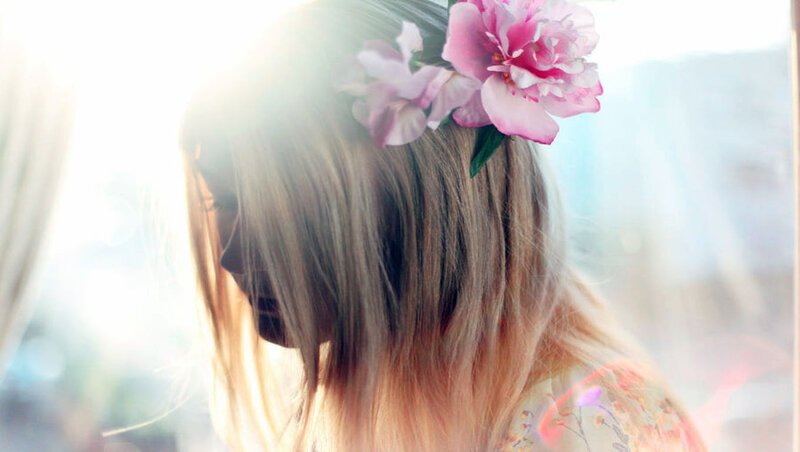 Woman with Flower Crown — Pink, Serene, Morning