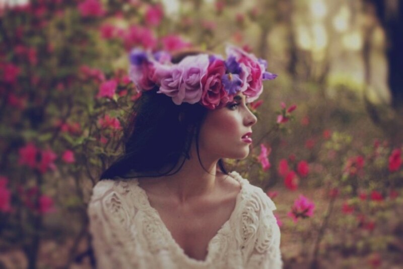 Woman with Flower Crown — Pink, Serene, Spring