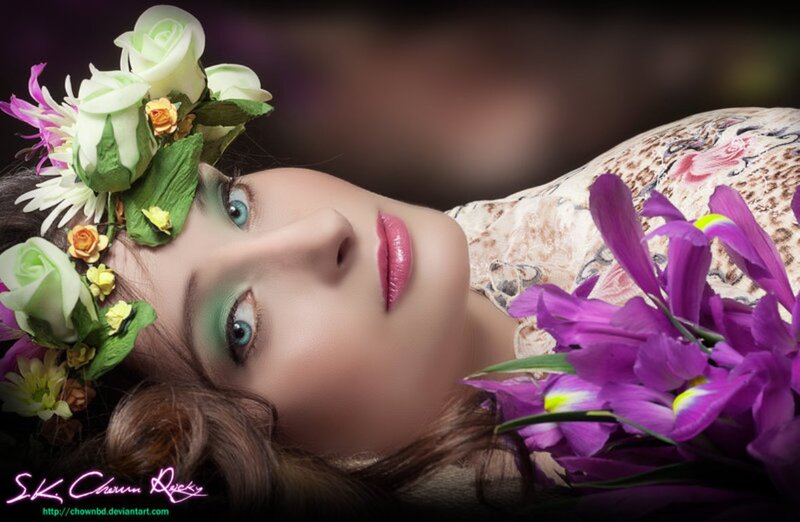 Woman with Flower Crown — Purple, Serene