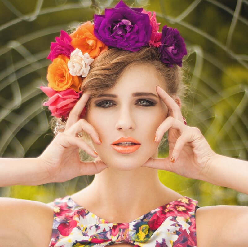 Woman with Flower Crown — Purple, Vibrant