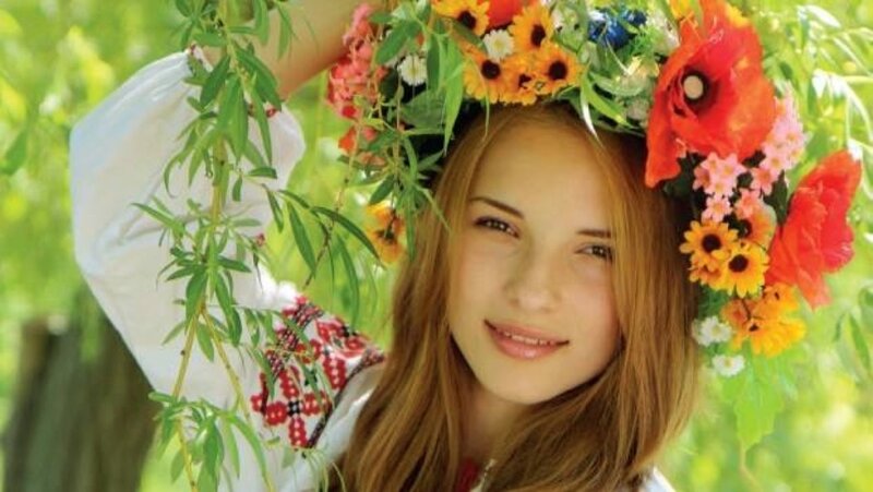 Woman with Flower Crown — Red, Serene, Summer
