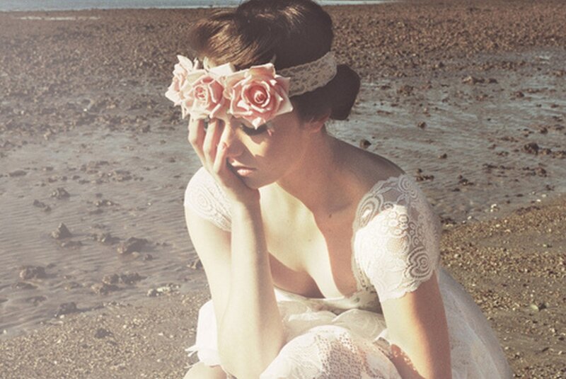 Woman with Flower Crown — White, Melancholic