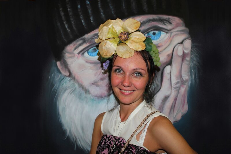 Woman with Flower Crown — White, Smiling