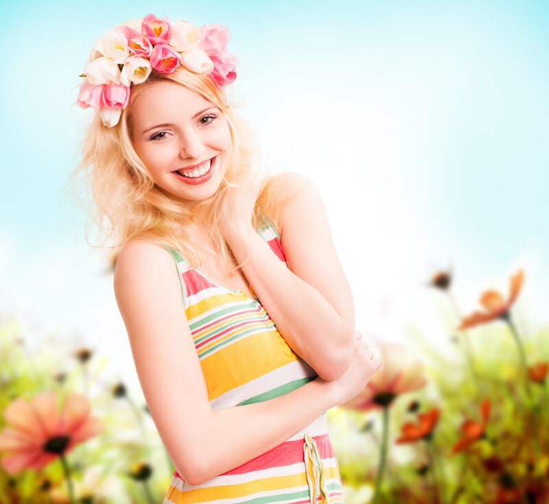 Woman with Flower Crown — Yellow, Bright