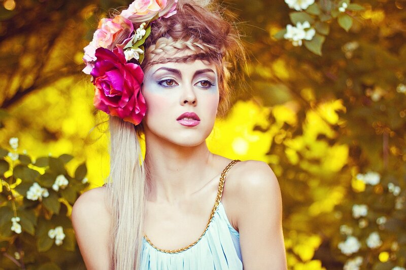 Woman with Flower Crown — Yellow, Dramatic