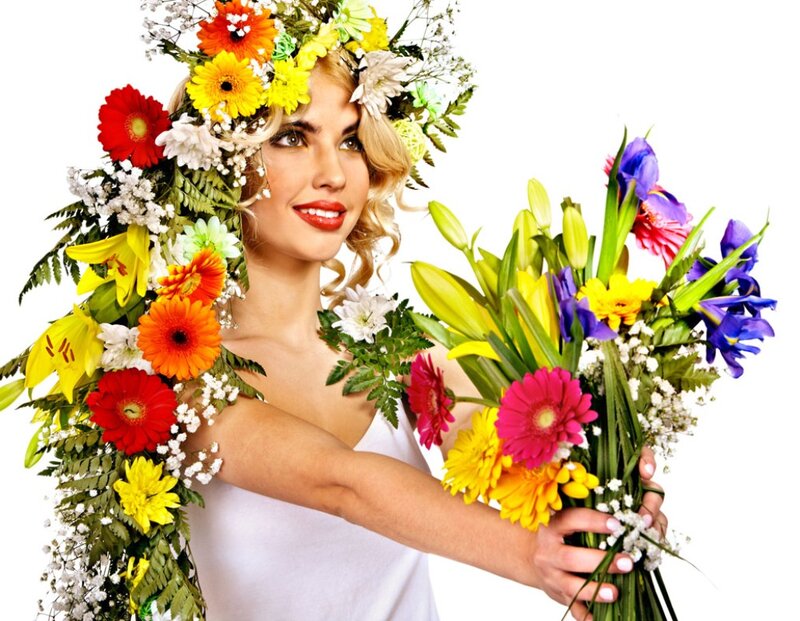 Woman with Flower Crown — Yellow, Festive