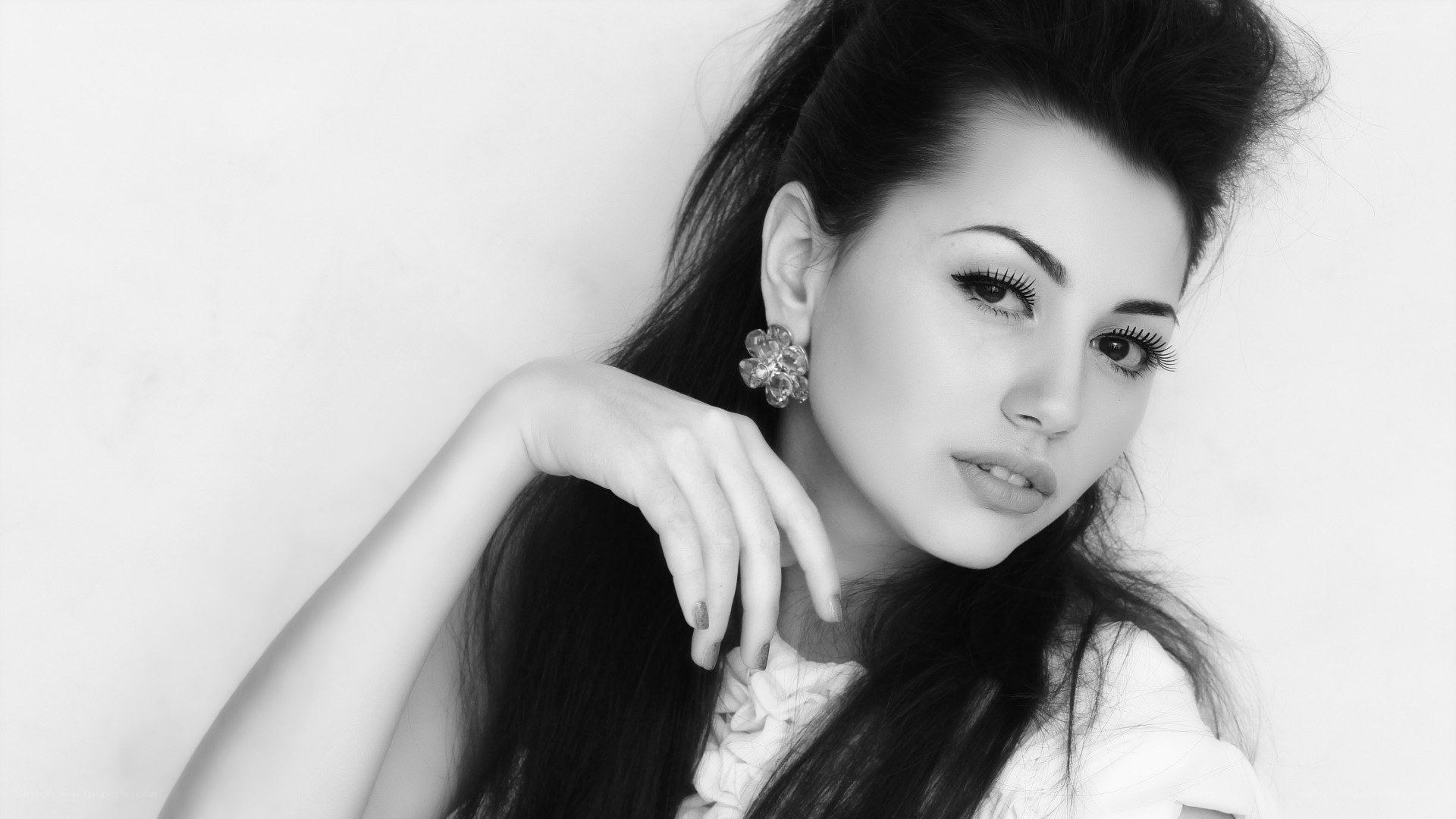 woman with flower earring