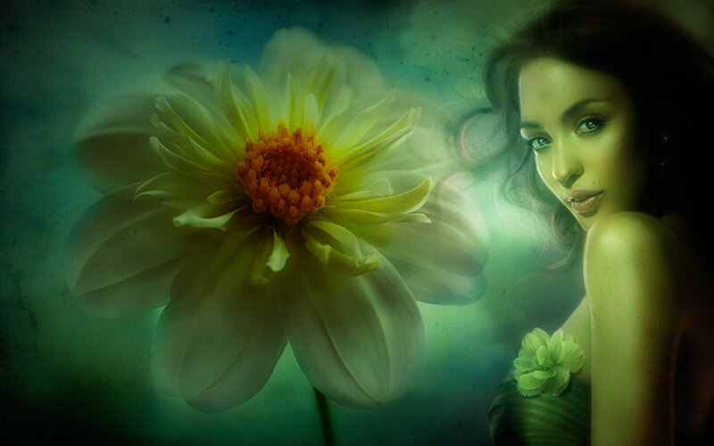 Woman with Flower — Green