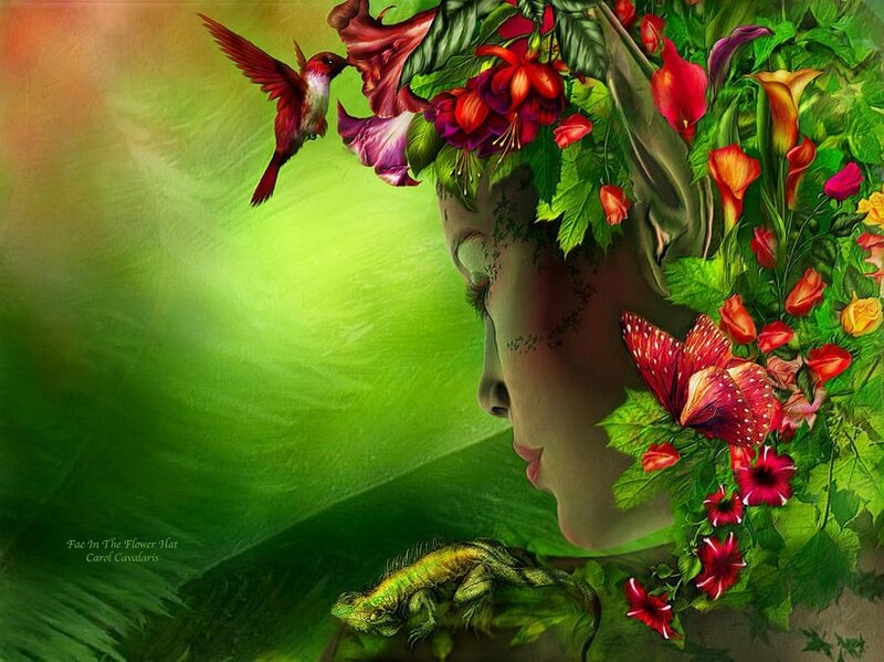 Woman with Flower Hat — Green