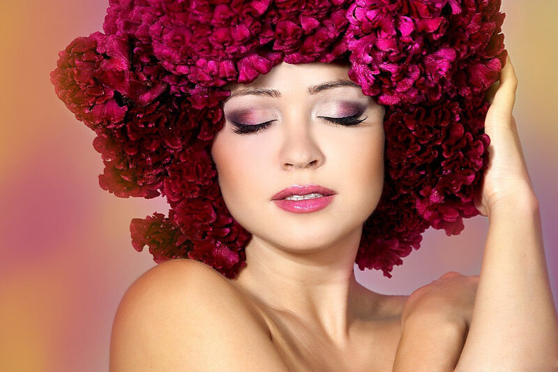 Woman with Flower Headpiece — Pink, Serene