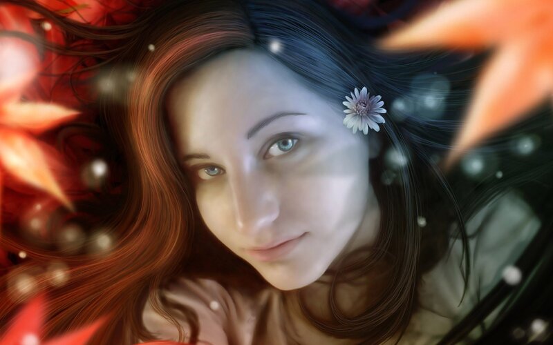 woman with flower in hair