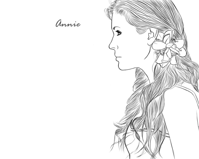 Woman with Flower in Hair — Black, Serene