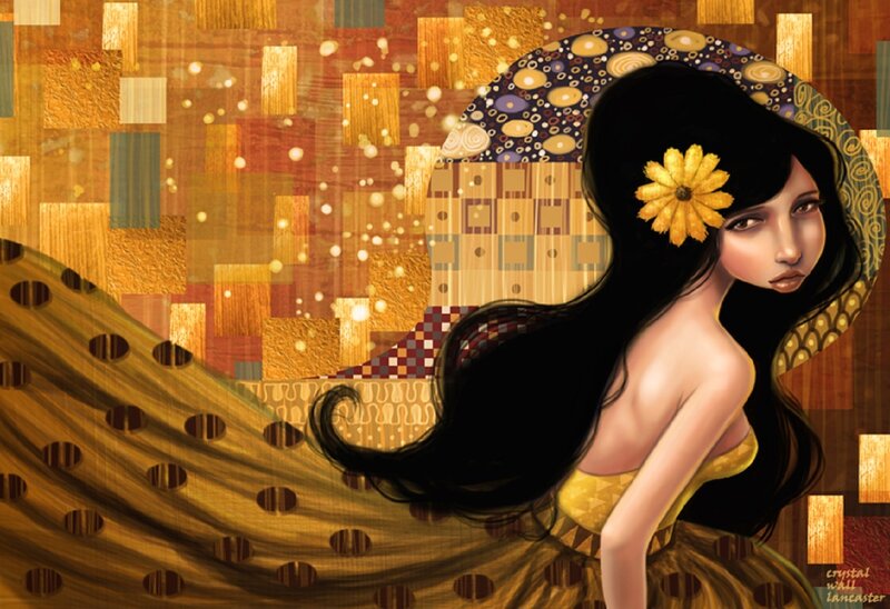Woman with Flower in Hair — Gold