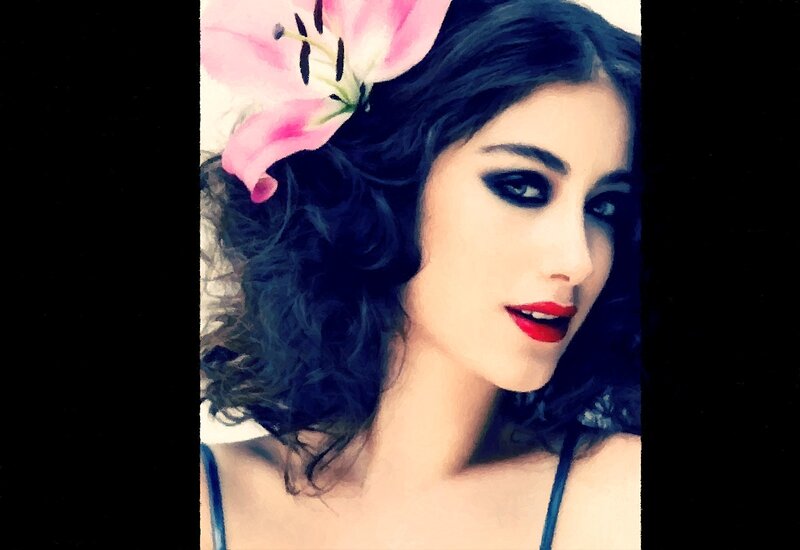 Woman with Flower in Hair — Pink, Dramatic