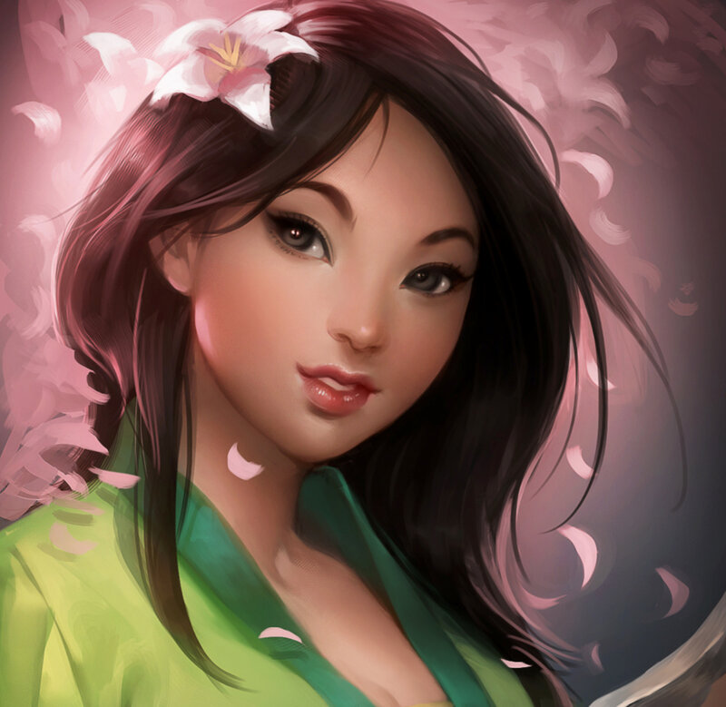 Woman with Flower in Hair — Pink, Serene, Spring