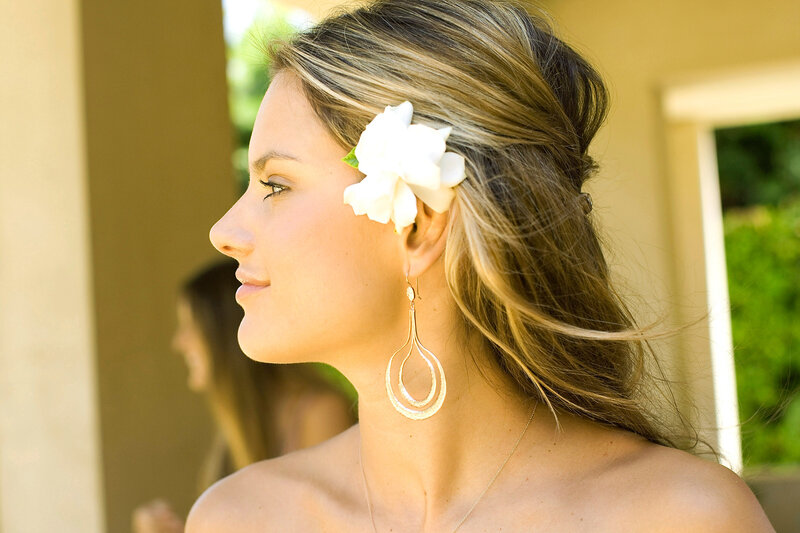 Woman with Flower in Hair — White, Serene, Afternoon, Photograph, Earrings