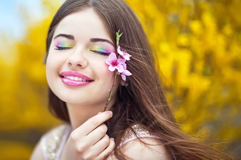 Woman with Flower in Hair — Yellow, Serene, Spring