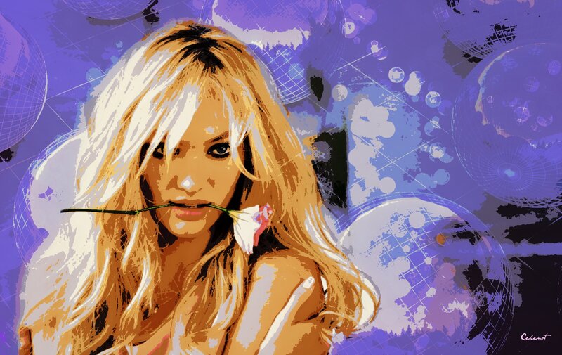 Woman with Flower in Mouth — Purple