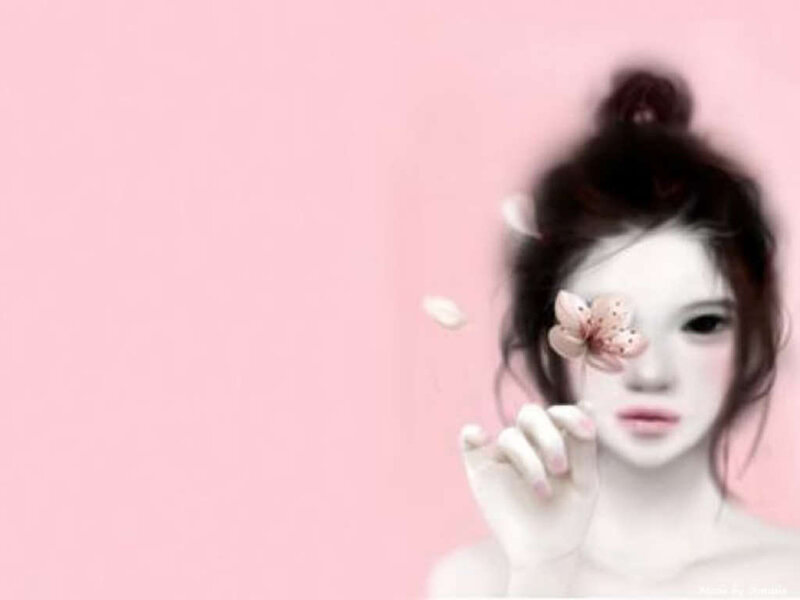 Woman with Flower on Face