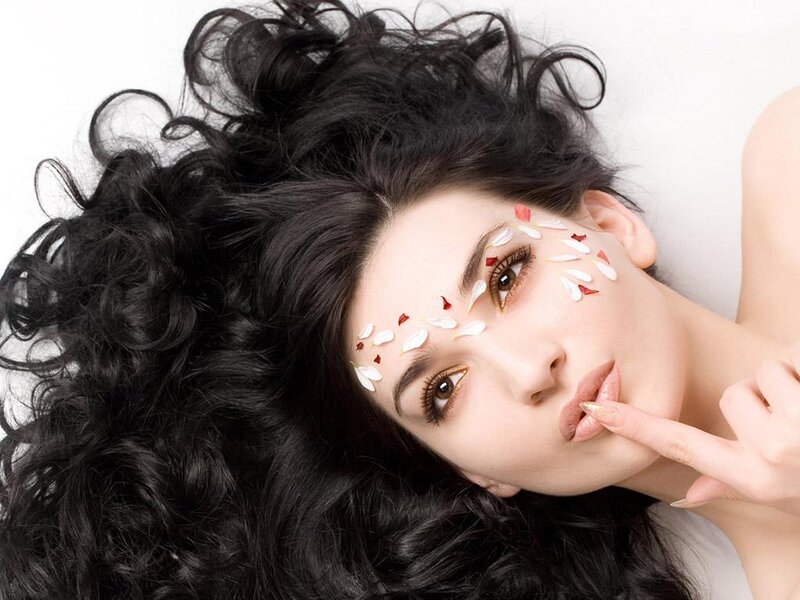 Woman with Flower Petals — Black
