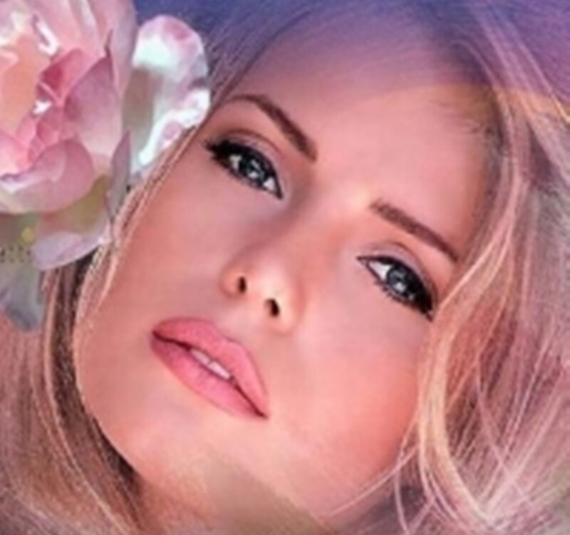 Woman with Flower — Pink, Serene
