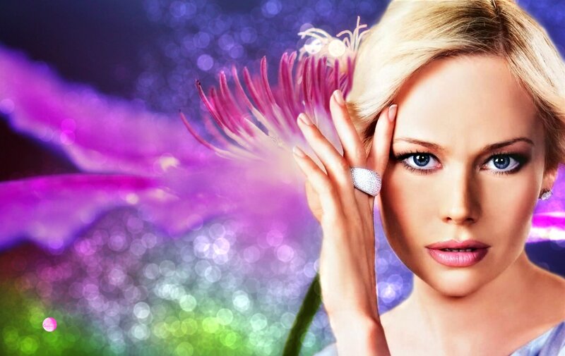 Woman with Flower — Purple, Dramatic