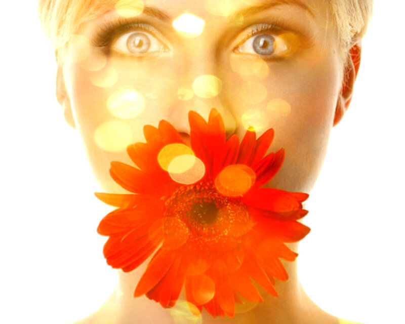 Woman with Flower — Red