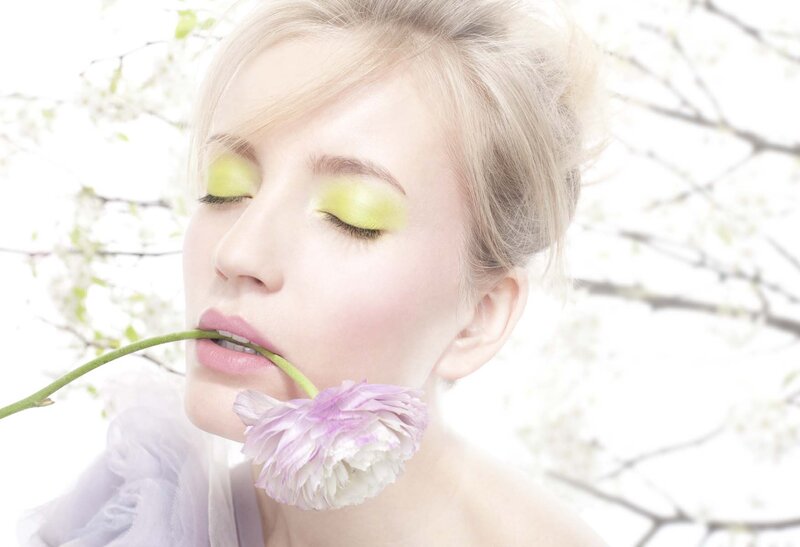 Woman with Flower — White, Serene