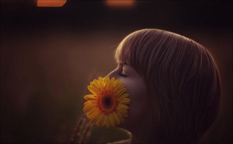 Woman with Flower — Yellow, Serene