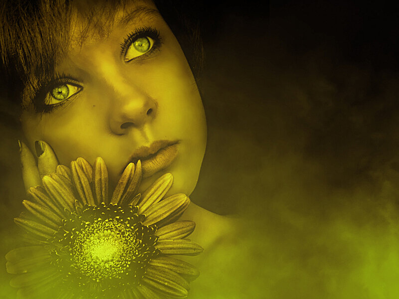 Woman with Flower — Yellow
