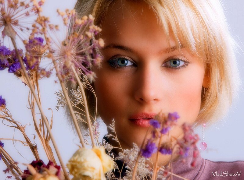 woman with flowers