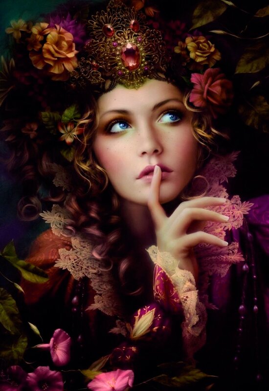 woman with flowers and crown