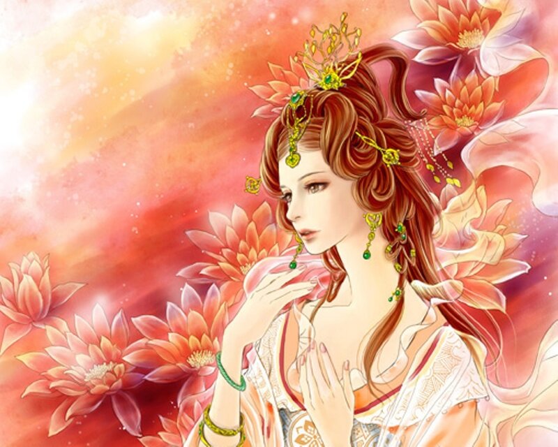 woman with flowers and crown
