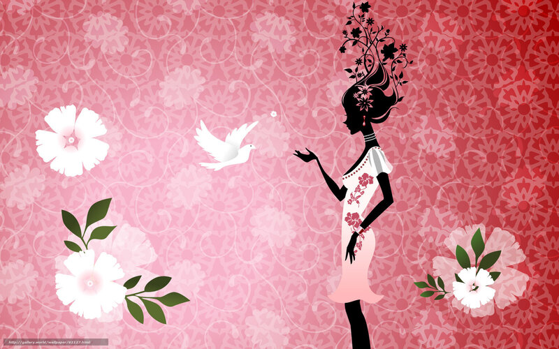 woman with flowers and dove