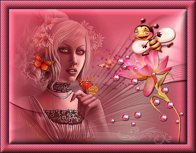Woman with Flowers and Insects