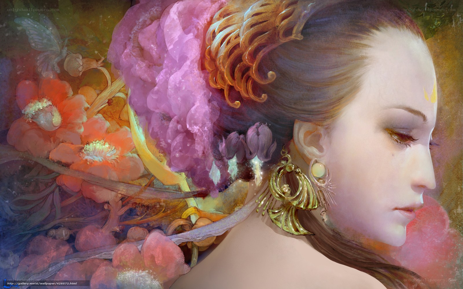 woman with flowers and jewelry