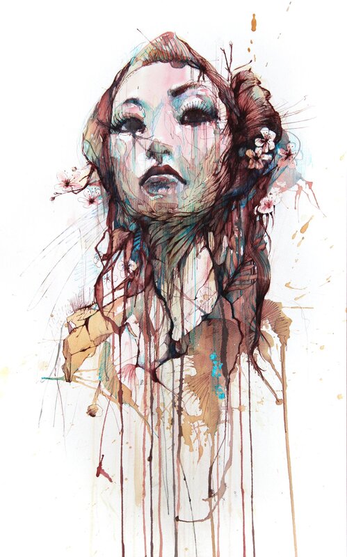 woman with flowers and paint
