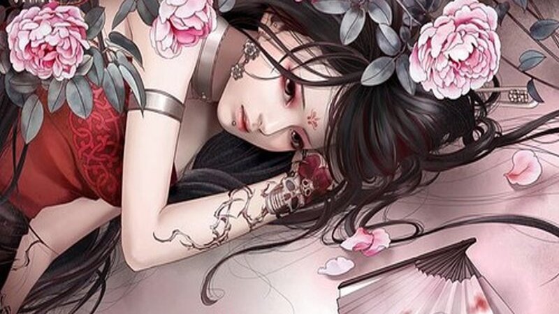 woman with flowers and tattoos