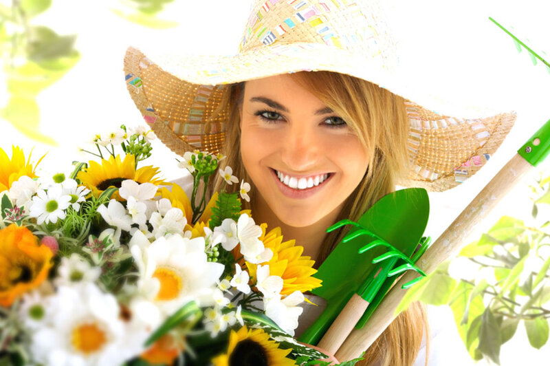 Woman with Flowers and Tools