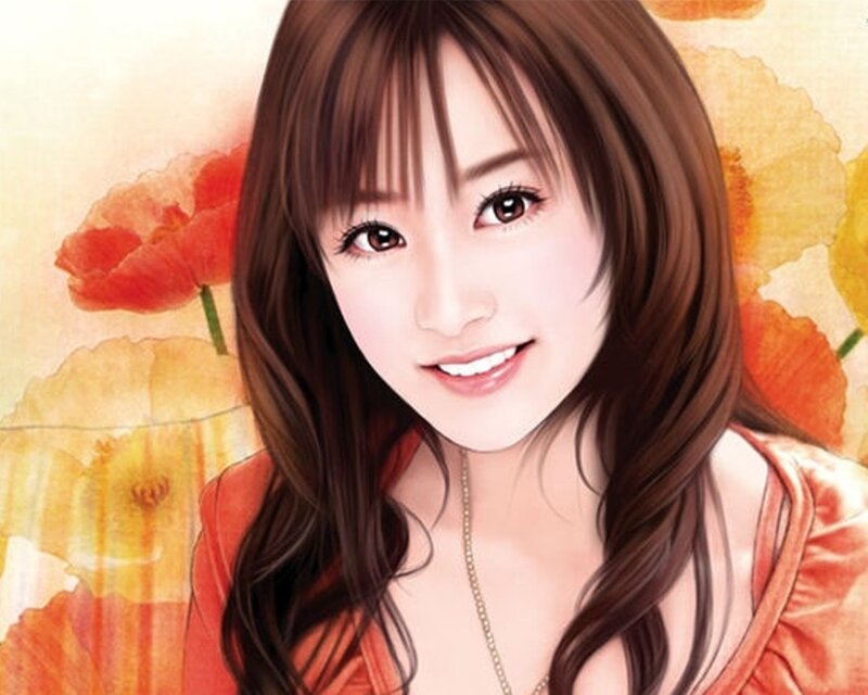 woman with flowers background