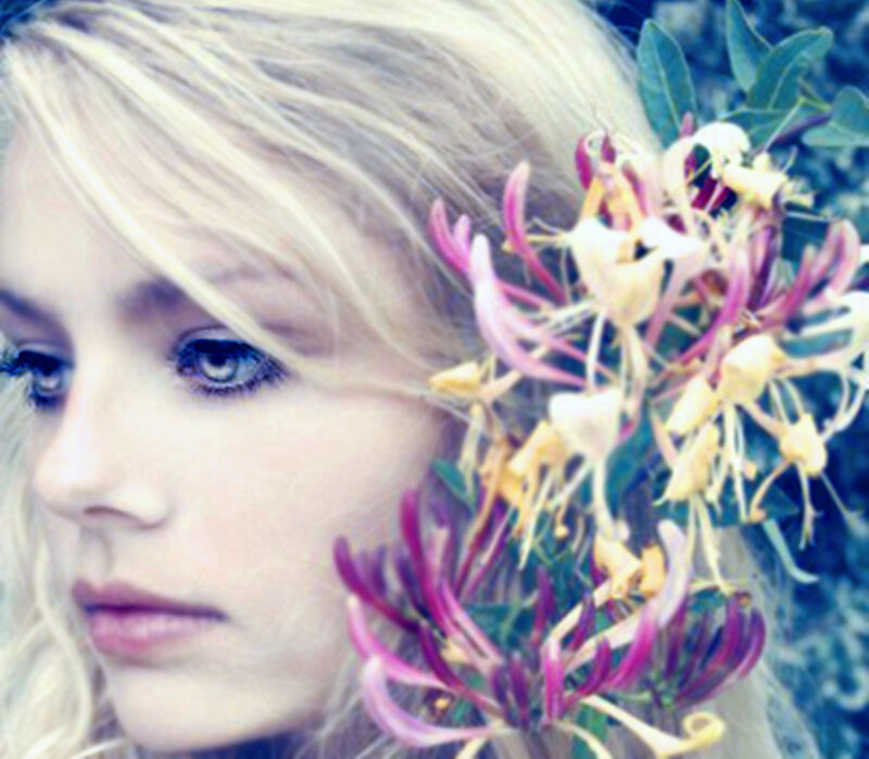 Woman with Flowers — Blue, Calm