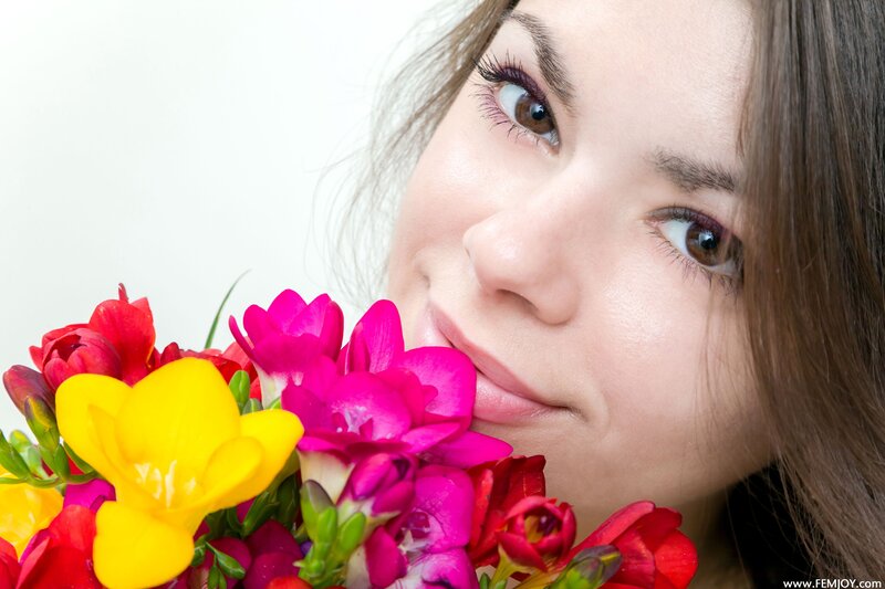 woman with flowers bouquet