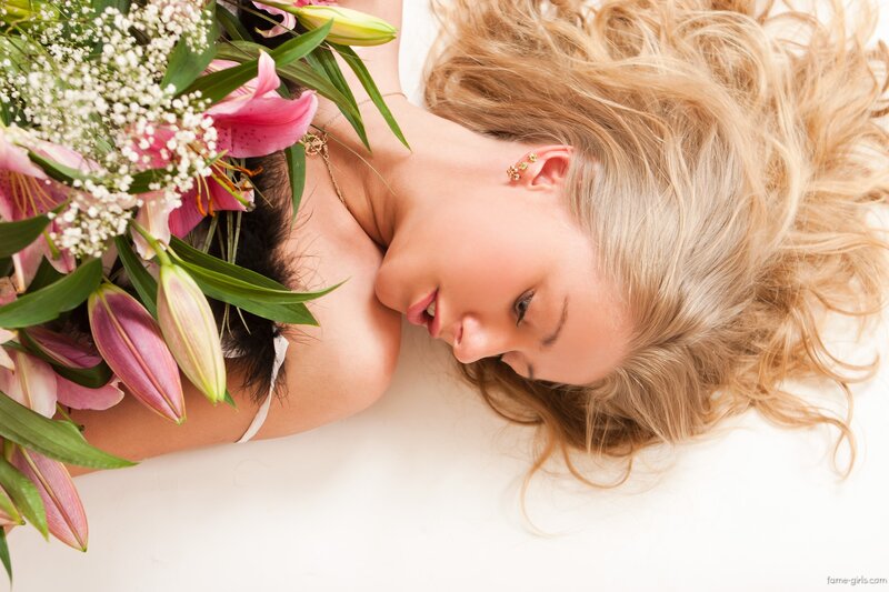 woman with flowers bouquet